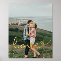 Love mignon script lunaire couple photo or