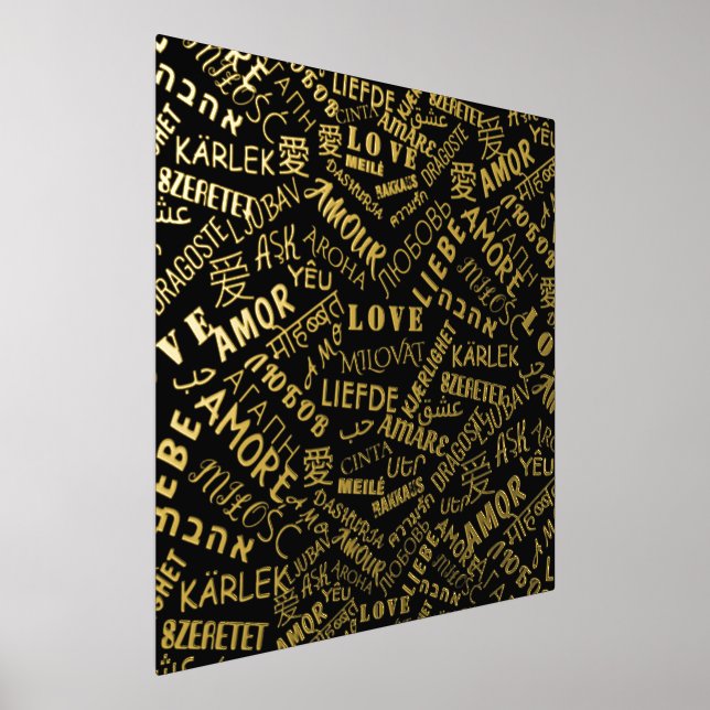 Impressions Dorure Love Text Black and Gold Foil Prints Wall Decor (Poser)