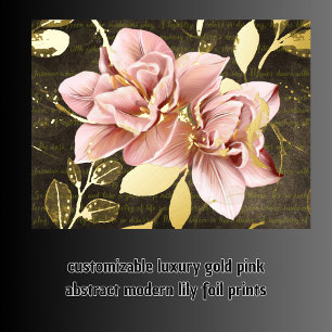 Impressions Dorure luxueux doré rose abstrait lily moderne