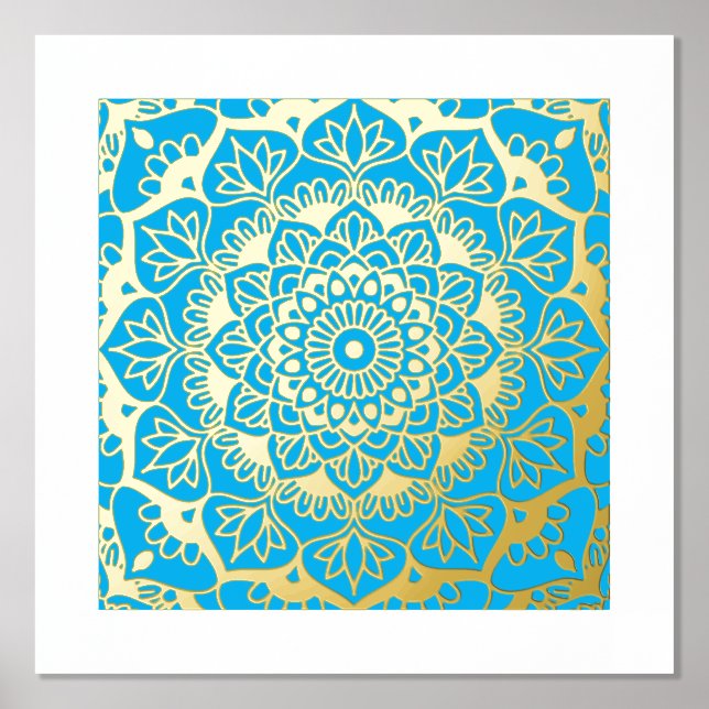 Impressions Dorure Mandala d'or en bleu (Recto)