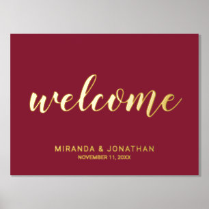 Impressions Dorure Mariage de script moderne Bienvenue Bourgogne et o