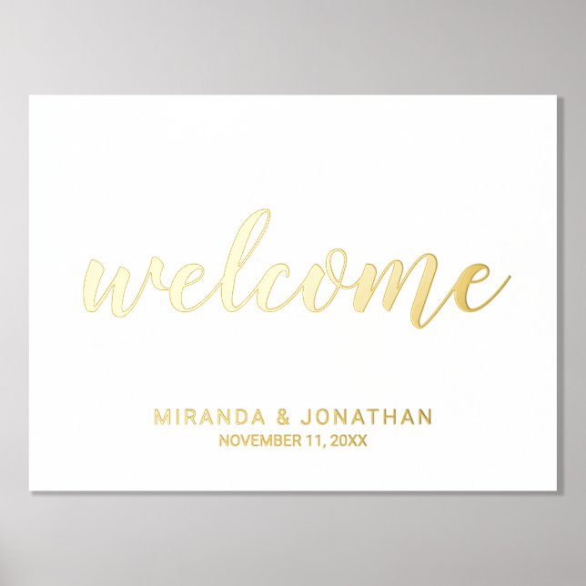 Impressions Dorure Mariage de script moderne Welcome Gold (Recto)
