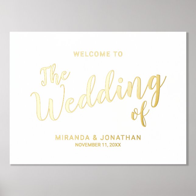 Impressions Dorure Mariage de script moderne Welcome Gold (Recto)
