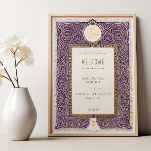 Impressions Dorure Mariage musulman violet or Affiche de bienvenue No