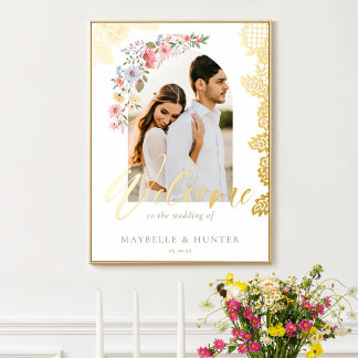 Impressions Dorure Mariage photo Fleur sauvage aquarelle Bienvenue