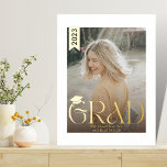 Impressions Dorure Modern Hat Photo Graduate High School Foil Prints<br><div class="desc">Gold Script Modern Boho Photo Graduate High School Foil Prints</div>