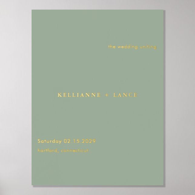 Impressions Dorure Modern Sage Green Simple Wedding Welcome Sign (Recto)