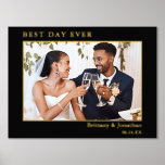 Impressions Dorure Moderne minimaliste Meilleur Jour Jamais Mariage P<br><div class="desc">Moderne minimaliste mais élégant Meilleur Jour Jamais Couple Mariage Photo Black and Gold Poster Imprimer Décor</div>
