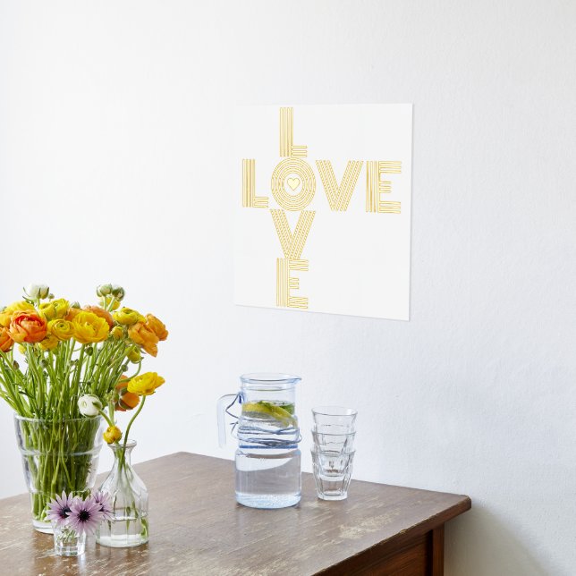 Impressions Dorure Mot "AMOUR" moderne et blanc du coeur (Couchage (Cuisine))