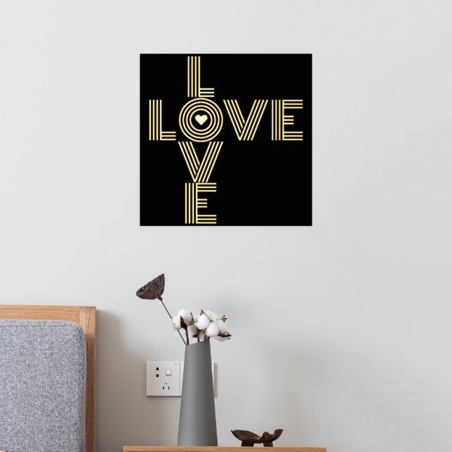 Impressions Dorure Mot moderne "AMOUR" et cœur noir (In situ (Chambre 2))