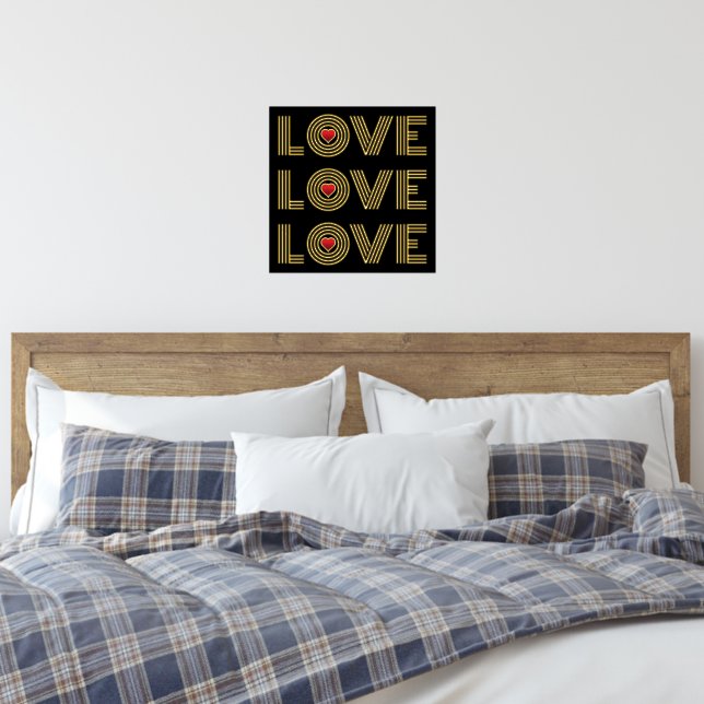 Impressions Dorure Mot moderne de trois mots "LOVE" et coeurs rouges  (In situ (Chambre 3))