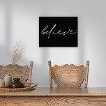 Impressions Dorure Motivational Believe Script Black Real Foil Prints<br><div class="desc">Motivationnel minimaliste Croyez Script Black Luxury Real Foil dans votre choix or ou argent</div>