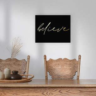 Impressions Dorure Motivational Believe Script Black Real Foil Prints