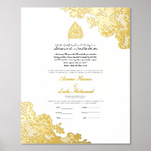 Impressions Dorure Nikah Certificat Nikkah Nama Mariage islamique