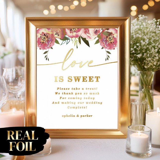 Impressions Dorure Ophelia Elegant Love is Sweet Real Foil Sign (Say "I DO" to Romantic Watercolor Florals and a Cottagecore Vibe with the Ophelia Wedding Suite.)