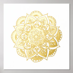 Impressions Dorure Ornat Flower Mandala Gold Foil Art Imprimer