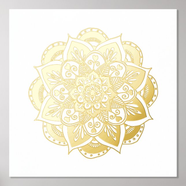 Impressions Dorure Ornat Flower Mandala Gold Foil Art Imprimer (Recto)