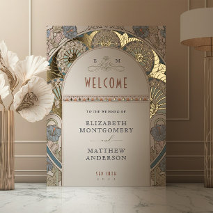 Impressions Dorure Panneau de Bienvenue Bougainvillea Or Mariage