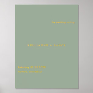 Impressions Dorure Panneau de bienvenue de mariage simple vert sauge