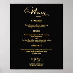 Impressions Dorure Panneau de menu de mariage simple et élégant