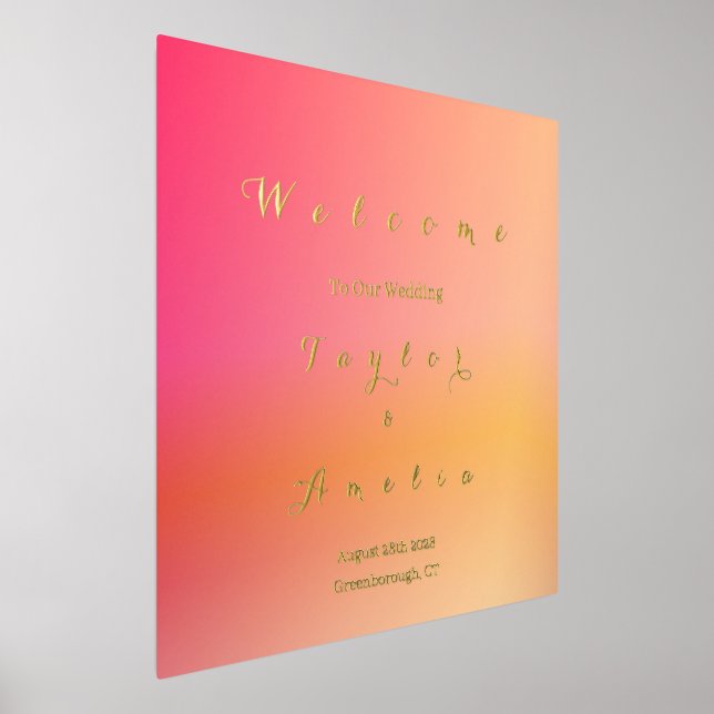 Impressions Dorure Panneau Mariage de bienvenue Sunset Ombre Real Gol (Poser)