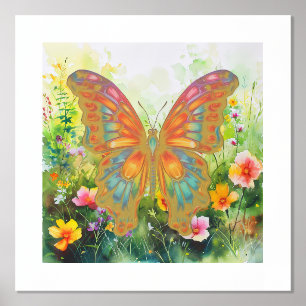 Impressions Dorure Papillon Bleu Orange Ailes
