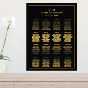 Impressions Dorure Plan de table de mariage à monogramme noir simple