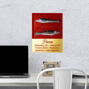 Impressions Dorure Poissons signe Zodiaque Poisson fête d'anniversair