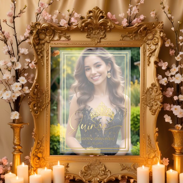 Impressions Dorure Princess Tiara Exquisite Overlay Vellum Effect XV (Princess Tiara Exquisite Overlay Vellum Effect Quinceañera Sophisticated Photo Gold Foil Poster.)