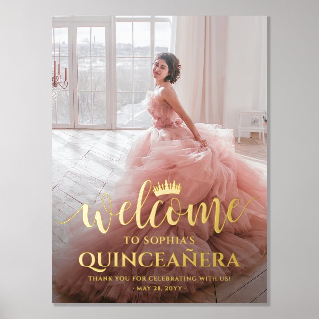 Impressions Dorure Quinceañera Bienvenue Script & Photo 15e anniversa (Recto)