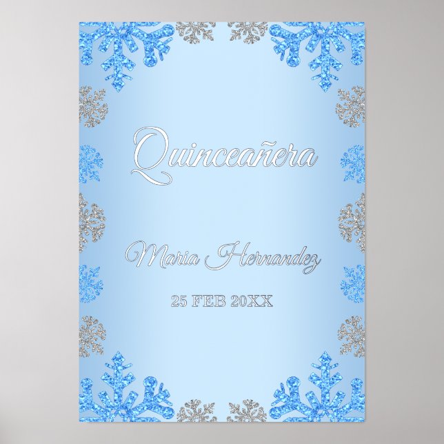 Impressions Dorure Quinceañera Ice Blue Silver Winter Snowflake (Recto)