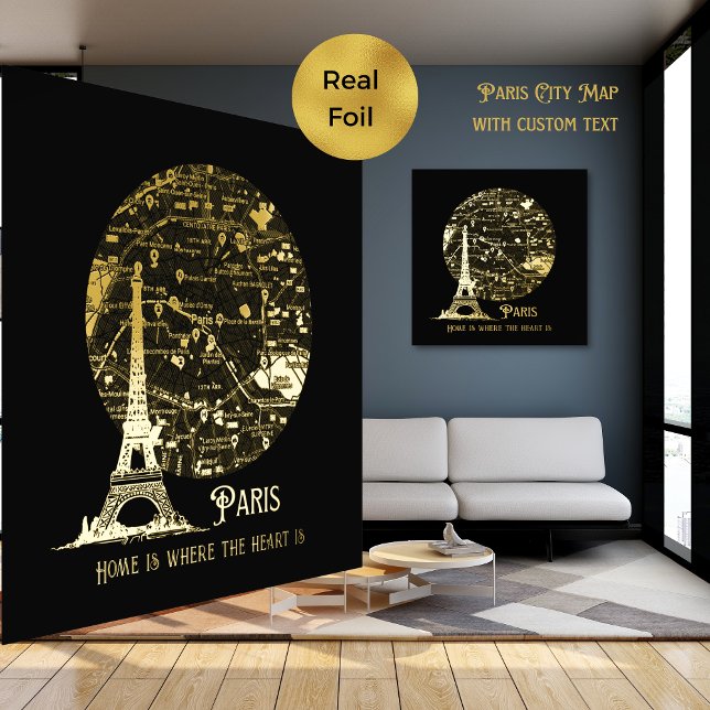 Impressions Dorure Real Foil PARIS Street Map Custom Art Foil Prints (Créateur téléchargé)