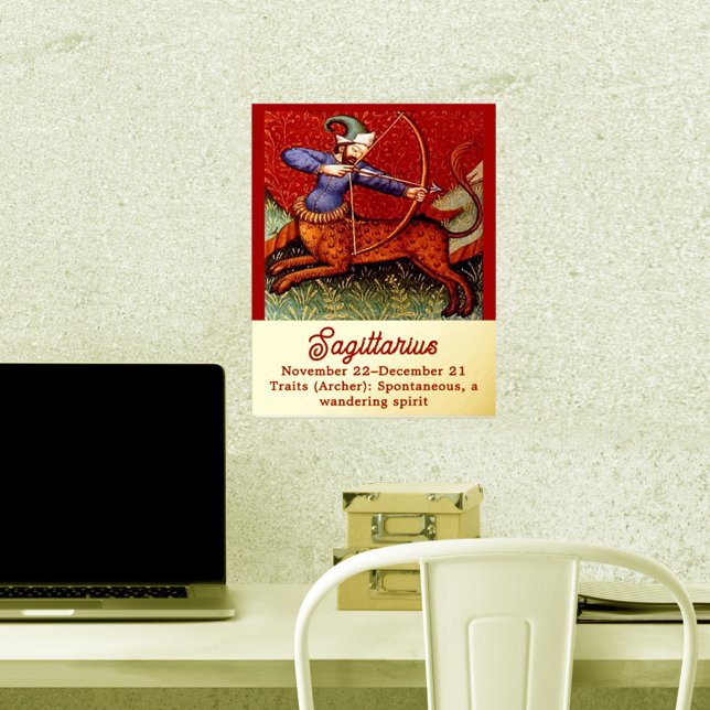 Impressions Dorure Sagittarius Horoscope Zodiac Oeuvre médiévale 5x7 (Créateur téléchargé)