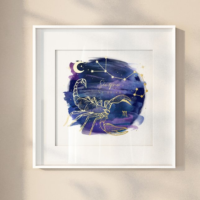 Impressions Dorure Scorpio Sign of the Zodiac Custom Birth Date (Créateur téléchargé)
