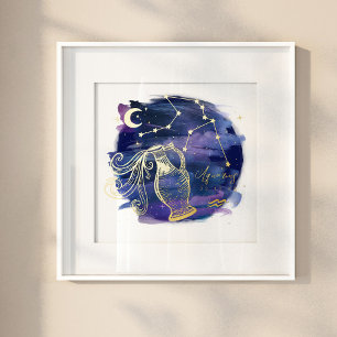 Impressions Dorure Signe Aquarius de la date de naissance personnalis