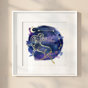 Impressions Dorure Symbole de bélier Aries de la date de naissance pe