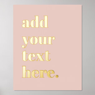Impressions Dorure Texte personnalisé moderne rose pâle