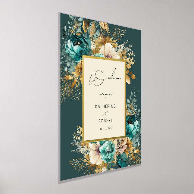 Impressions Dorure Turquoise Gold Luxe Floral Mariage Bienvenue (Poser)