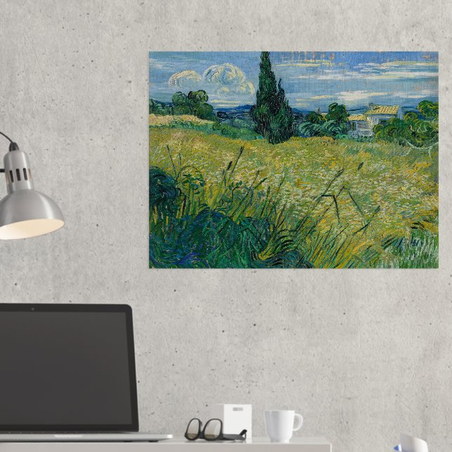 Impressions Dorure Vincent Van Gogh, champ de blé vert avec Cypress (In situ (Bureau 2))