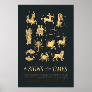 Impressions zodiaques symboles astrologiques dorés