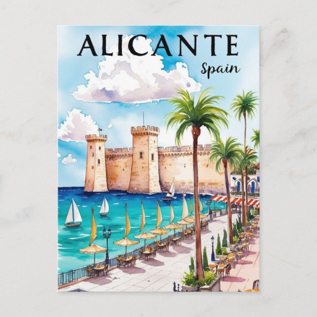 Imprimable Alicante Espagne Travel Carte postale A (Devant)
