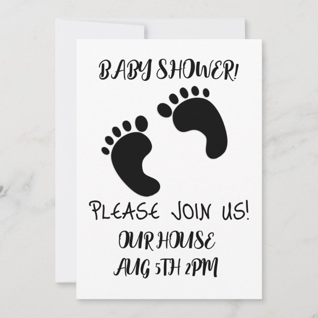 IMPRIMANTES DE PIED NOIR BABY SHOWER INVITATIONS D (Devant)