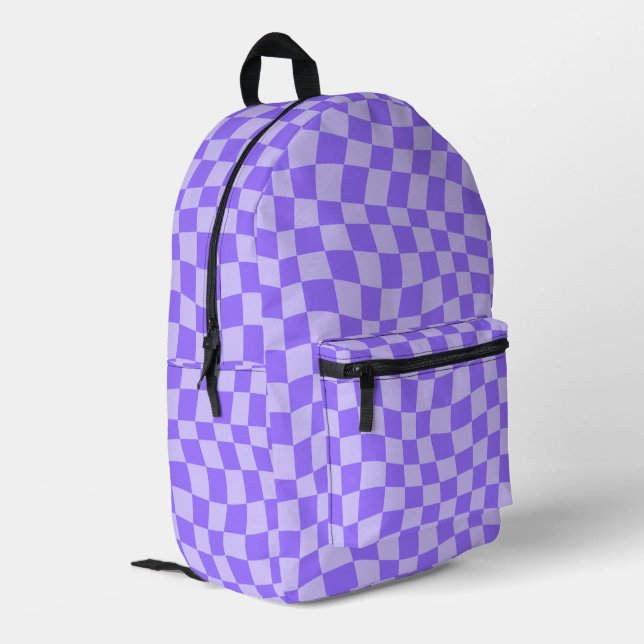 Imprimé À damiers sac à dos Preppy Purple (Coin arrière gauche)