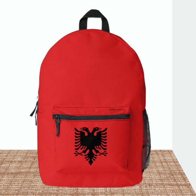 Imprimé Albanie, sac à dos rouge, drapeau albanais (Créateur téléchargé)
