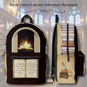 Imprimé Amateurs de livres Sac à dos d'aventure littéraire