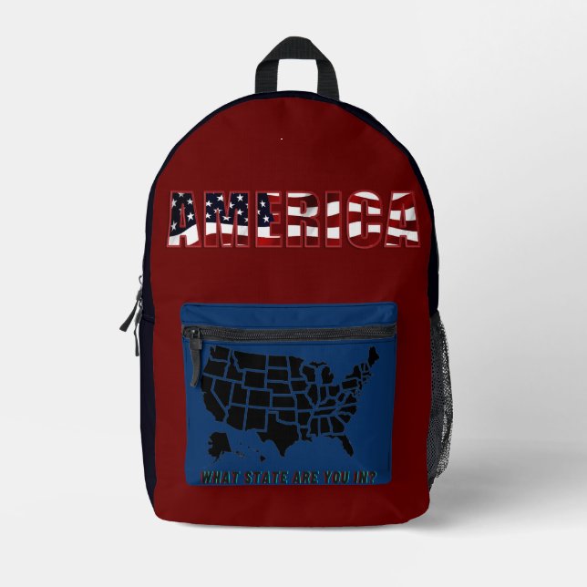 Imprimé Amérique Rouge Blanc Bleu sac à dos (Recto)
