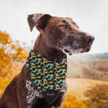 Imprimé Animal Cheetah Teal Nom Script Bandana pou