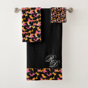 Imprimé animal Monogramme Rose Orange Noir