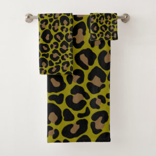 imprimé animalier noir et vert olive léopard