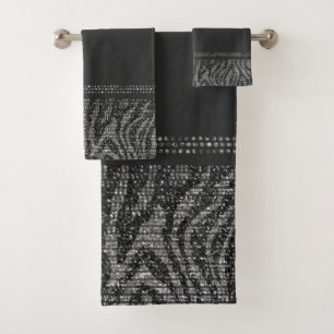 Imprimé animalier zèbre argent noir Exotique Glam
